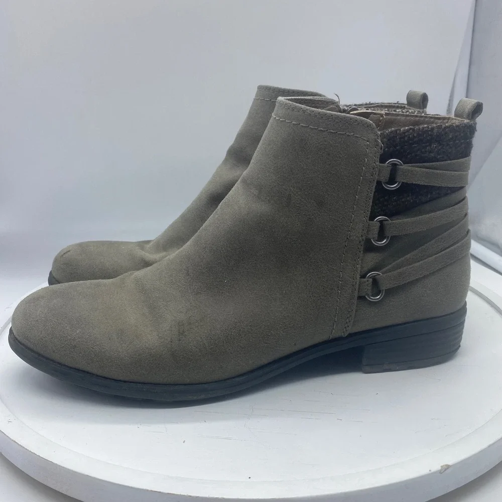 White Mountain Ramone Taupe Gray Faux Leather‎ Strappy Ankle Boots Womens 7.5 M